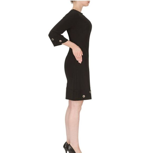 Joseph Ribkoff Black A Line Dress With Crystal Bead Detail Mob Wife Style Size 4 - Picture 2 of 13